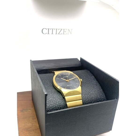 Citizen Men's Watch BM7582-56E Eco Drive Black Dial Gold Stainless Steel 40mm - Picture 3 of 15